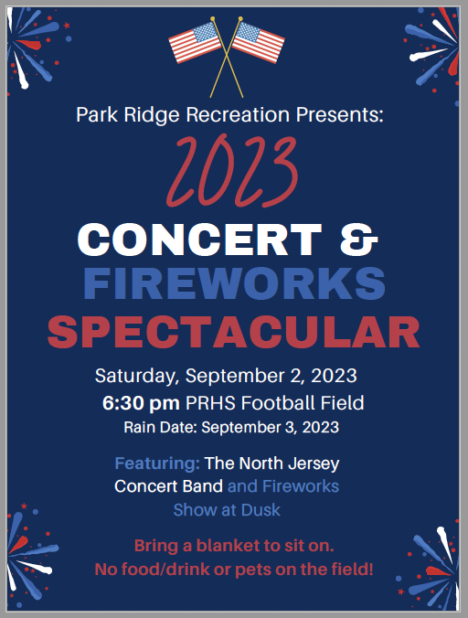 2023 Concert and Fireworks Spectacular Flyer